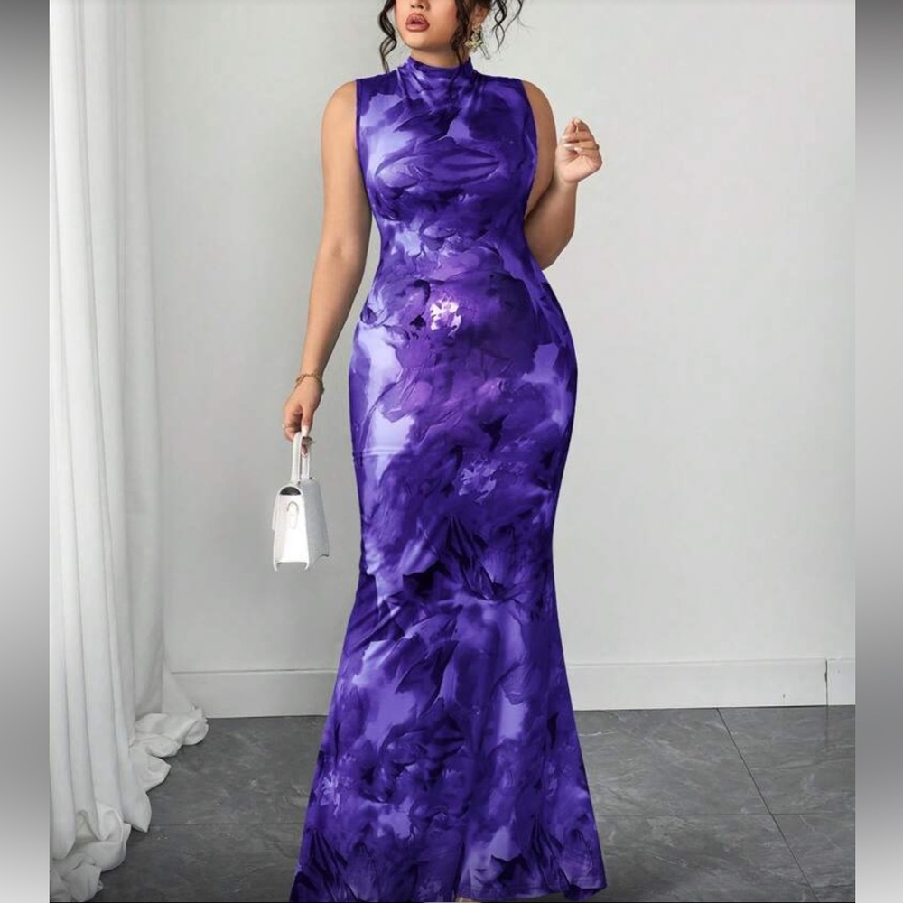 Elegant Purple Floral Maxi Dress - Picture 2 of 7